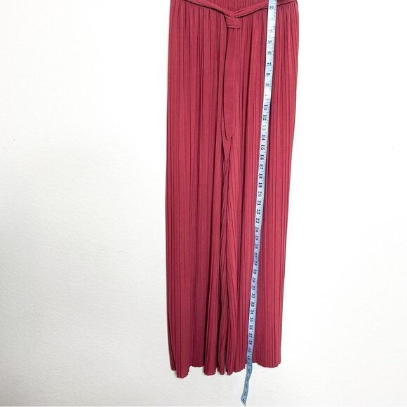 Pink High-Waisted Pleated Wide-Leg Pants with Tie Belt, Size 2 - Picture 4 of 7
